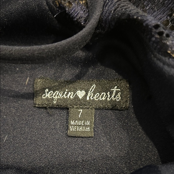 Sequin Hearts Navy Lace Mini Dress size 7 - Picture 2 of 7